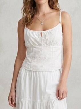 Y2K Nevada Eyelet Cotton Crop Top Sleeveless Summer Shirt Cami Plus Size 16